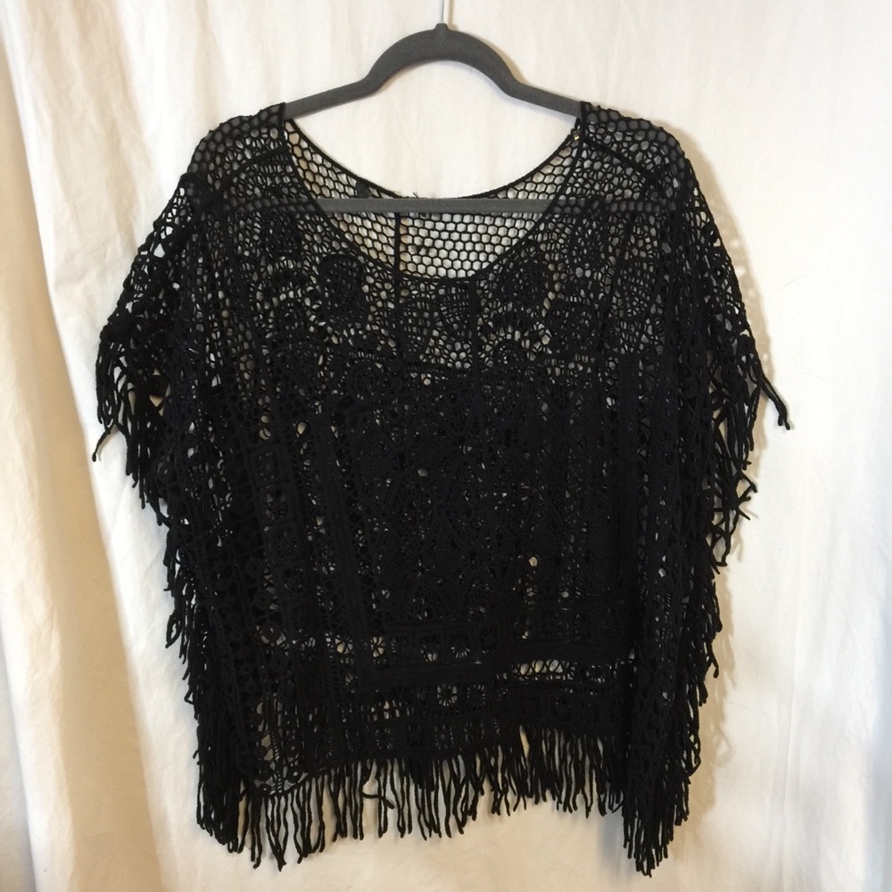 Black crochet Kaftan Top Coverup